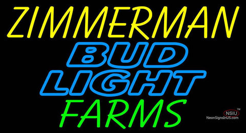 Custom Zimmerman Farms Budlight Neon Sign  