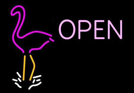 Open Flamingo Handmade Art Neon Sign 