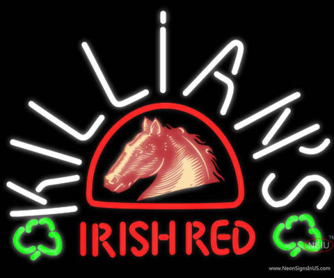 George Killians Irish Red Horse Head Shamrock Neon Beer Sign