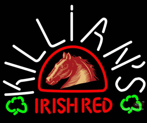 George Killians Irish Red Horse Head Shamrock Neon Beer Sign