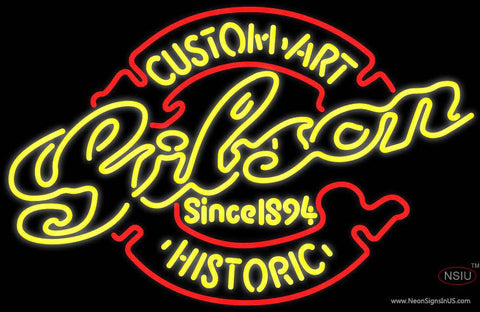 Gibson Guitar Custom Art Historic Real Neon Glass Tube Neon Sign