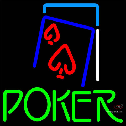 Green Poker Red Heart Neon Sign x