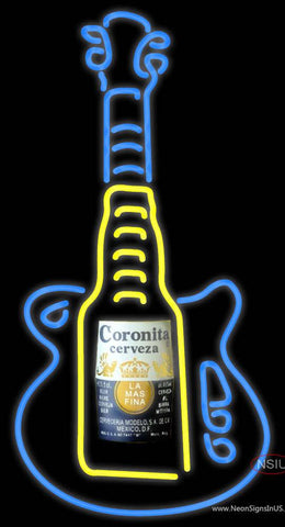 Guitar Coronita Cerveza Real Neon Glass Tube Neon Sign