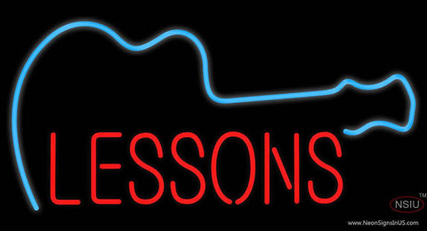 Guitar Lessons Real Neon Glass Tube Neon Sign 