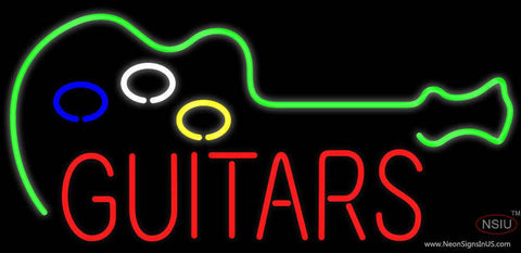Guitars Flashing Real Neon Glass Tube Neon Sign 