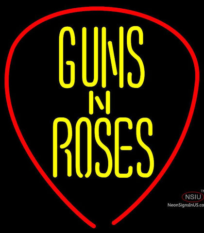 Guns N Roses Guitar Pick Rock Band Neon Sign 