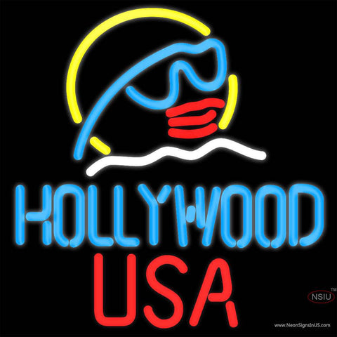 Hollywood Usa Real Neon Glass Tube Neon Sign x 