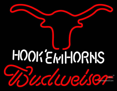 Hook Em Horns Budweiser Neon Sign 