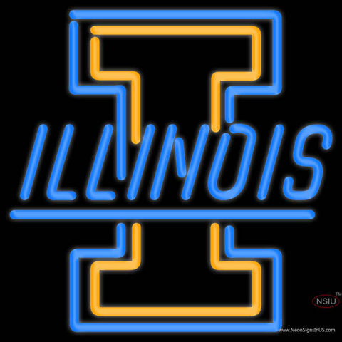 Illinois Fighting Illini Real Neon Glass Tube Neon Sign x 