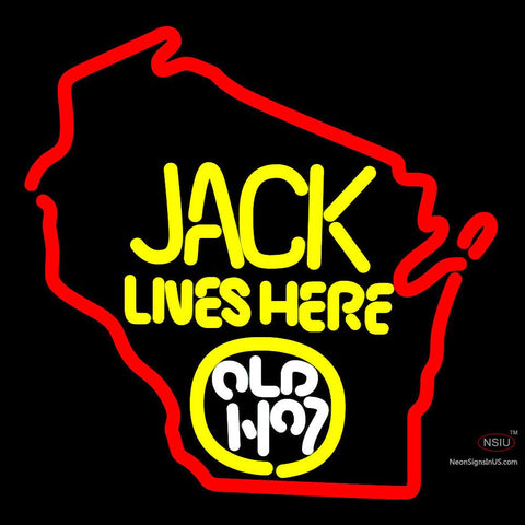 Jack Daniels Jack Lives Here Wisconsin Neon Sign x