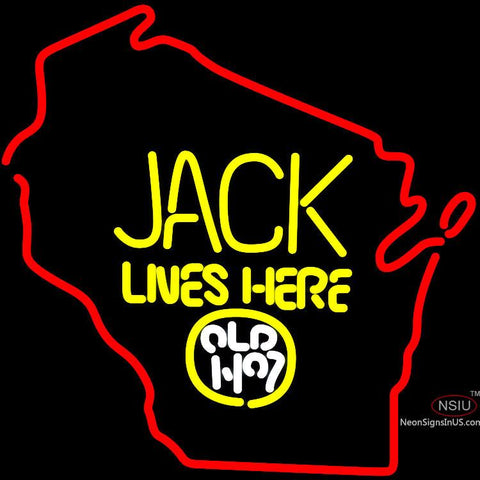 Jack Daniels Jack Lives Here Wisconsin Neon Sign x 