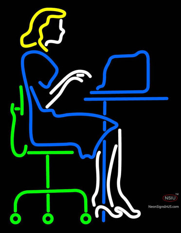 Lady Working Neon Sign 