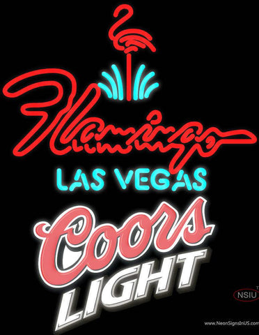 Large Flamingo Hotel Las Vegas Coors Light Logo Real Neon Glass Tube Neon Sign