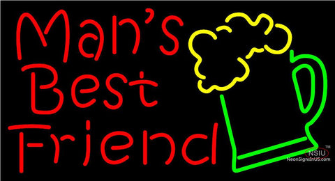 Man Best Friend Beer Glass Man Cave Neon Sign 