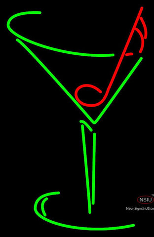 Martini Glass Musical Note Neon Sign 