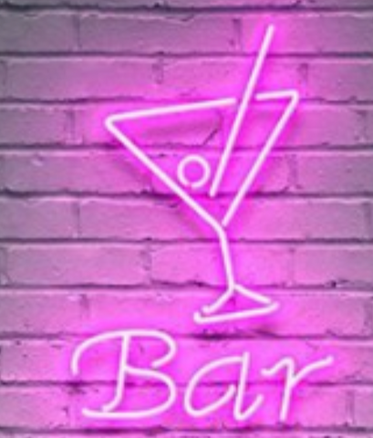 martini glass bar neon sign 
