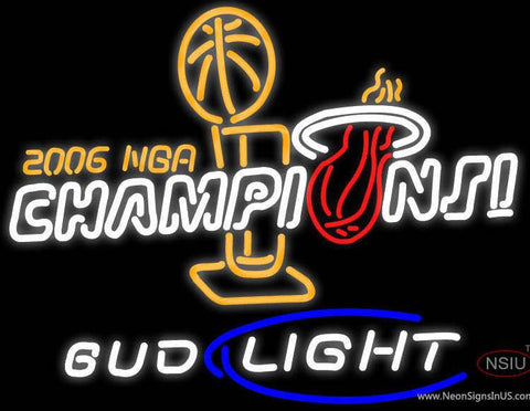 Miami Heat World Champs Budweiser Real Neon Glass Tube Neon Sign Lebron Wade No Auto