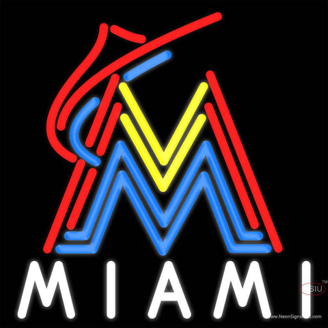 Miami Marlins MLB Logo Real Neon Glass Tube Neon Sign x 