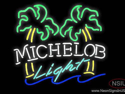 Michelob Light Dual Palm Trees Neon Beer Sign 