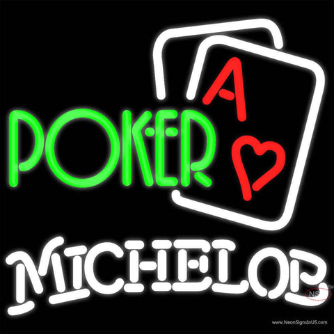 Michelob Green Poker Real Neon Glass Tube Neon Sign x 