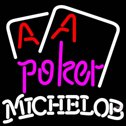 Michelob Purple Lettering Red Aces White Cards Neon Sign x 