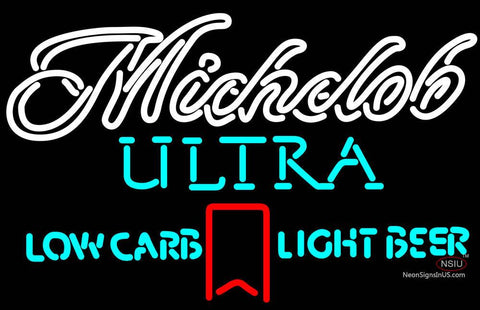 Michelob Ultra Light Low Carb Red Ribbon Neon Beer Sign