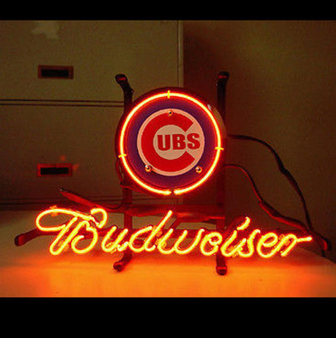 Mlb Chicago Cubs Baseball Budweiser Beer Bar Neon Light Sign