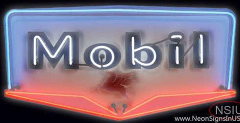Mobil Gasoline Real Neon Glass Tube Neon Sign 