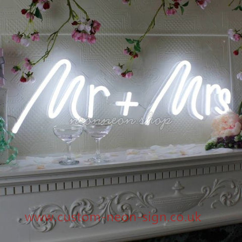 Mr And Mrs White Wedding Home Deco Neon Sign