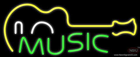 Music Guitar Real Neon Glass Tube Neon Sign 