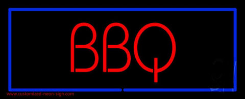 BBQ with Blue Border Neon Sign