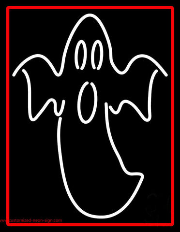 Ghost With Red Border Neon Sign