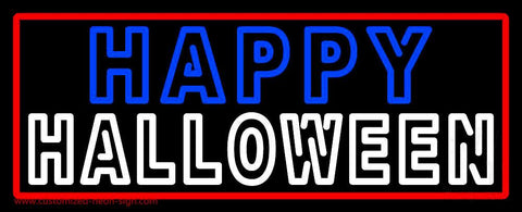 Happy Halloween With Red Border Neon Sign