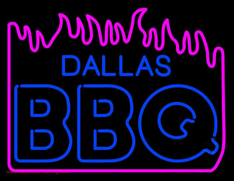 Dallas Bbq With Fire Neon Sign 