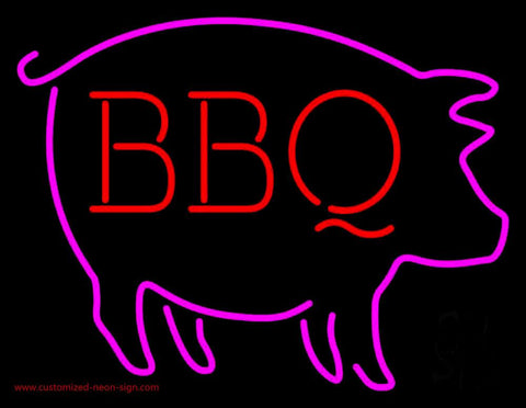 Pink Pig Red BBQ Neon Sign 