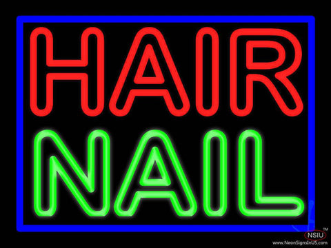 Double Stroke Hair Nail Blue Border Real Neon Glass Tube Neon Sign 