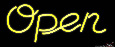 Yellow Open Real Neon Glass Tube Neon Sign 