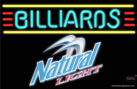Natural Light Billiards Text Borders Pool Real Neon Glass Tube Neon Sign 