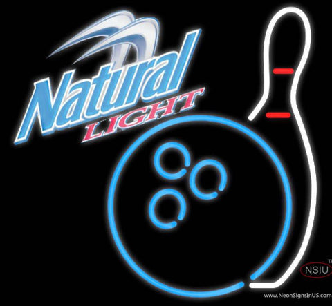 Natural Light Bowling Neon Blue White Real Neon Glass Tube Neon Sign 