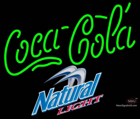 Natural Light Coca Cola Green Neon Sign  