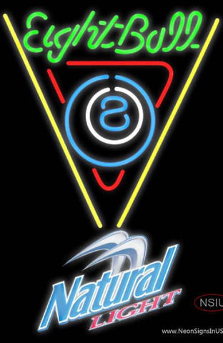 Natural Light Eight Ball Billiards Pool Real Neon Glass Tube Neon Sign 