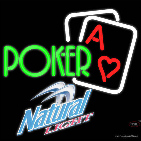 Natural Light Green Poker Real Neon Glass Tube Neon Sign x 
