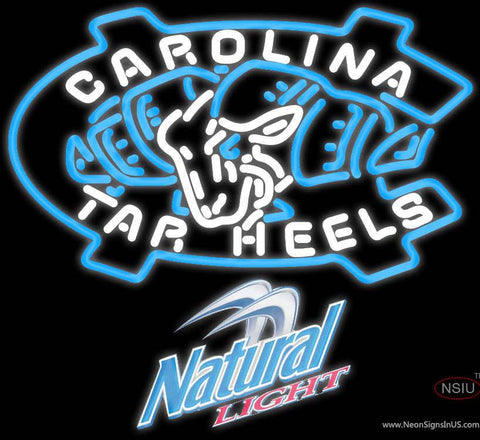 Natural Light Unc North Carolina Tar Heels MLB Real Neon Glass Tube Neon Sign