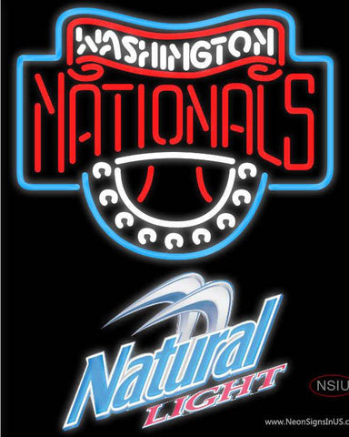 Natural Light Washington Nationals MLB Real Neon Glass Tube Neon Sign