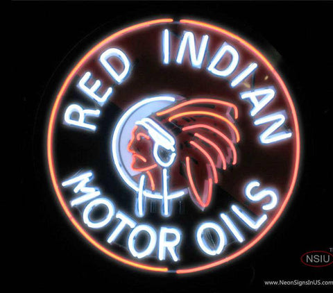 Red Indian Motor Oils Real Neon Glass Tube Neon Sign