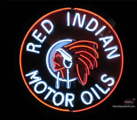 Red Indian Motor Oils Neon Sign 