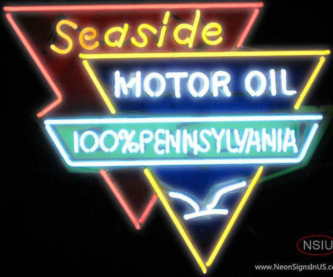 Seaside Motor Oil Real Neon Glass Tube Neon Sign 