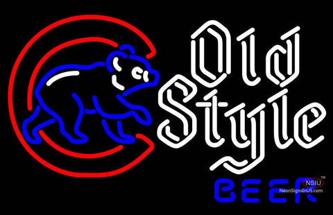 Old Style Chicago Cubs Walking Cubby Neon Beer Sign