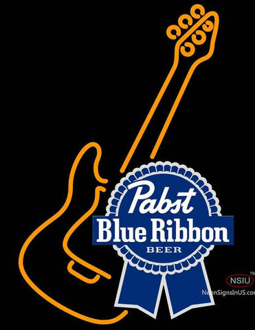 Pabst Blue Ribbon Beer Guitar Neon Sign 