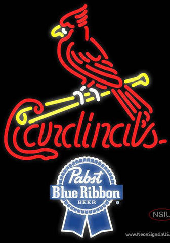 Pabst Blue Ribbon St Louis Cardinals MLB Real Neon Glass Tube Neon Sign